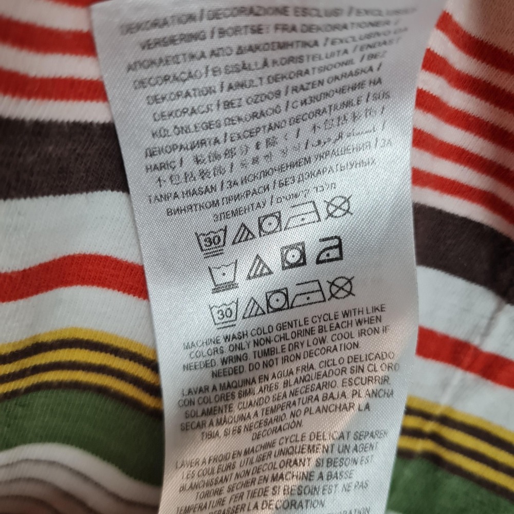 Guess Originals Shirt Mens Medium Multicolor Striped Logo Crewneck Tee T-Shirt - Picture 15 of 15
